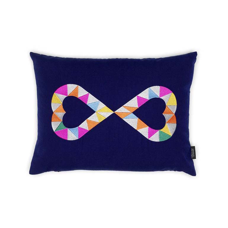 Embroidered Pillows - Double Heart 2, blue